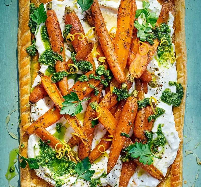Roasted Carrot and Feta Tart