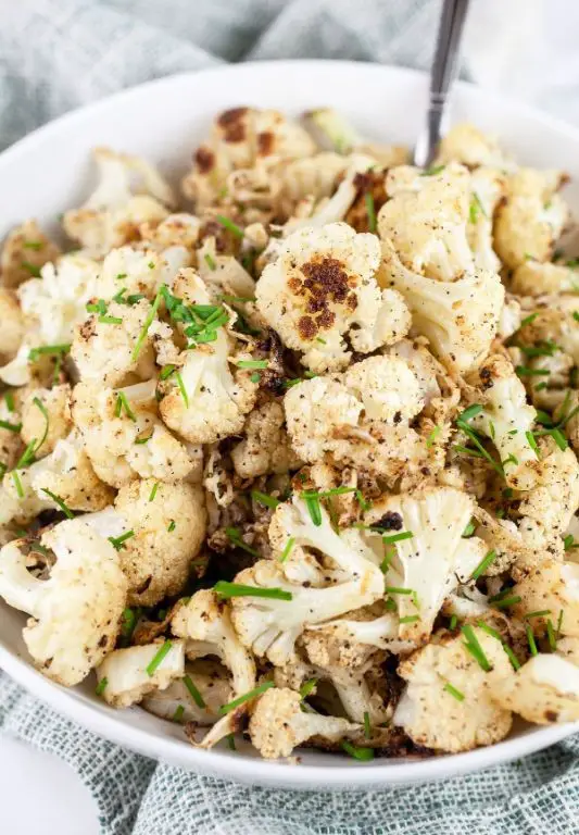 Roasted Cauliflower Leaves with Garlic and Parmesan
