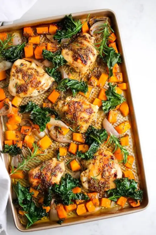 Roasted Chicken Breast with Butternut Squash and Kale