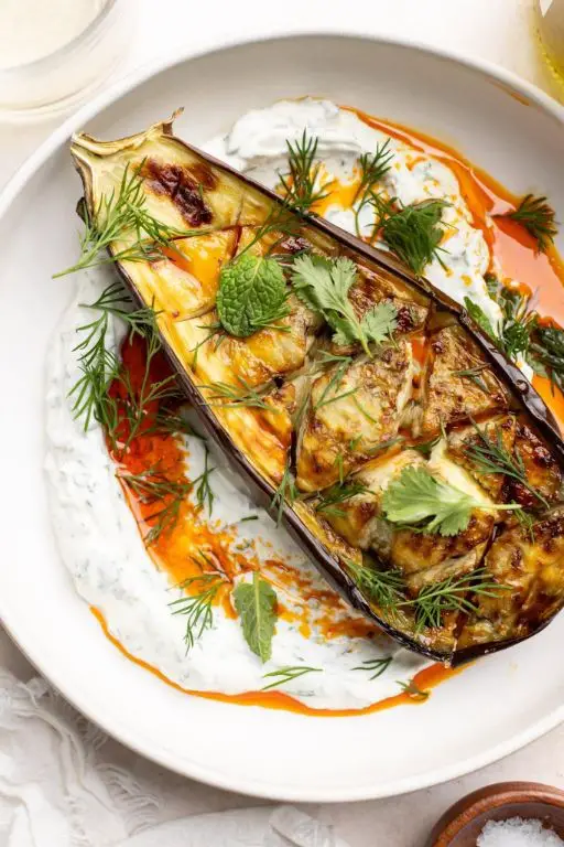 Roasted Eggplant with Garlic Yogurt
