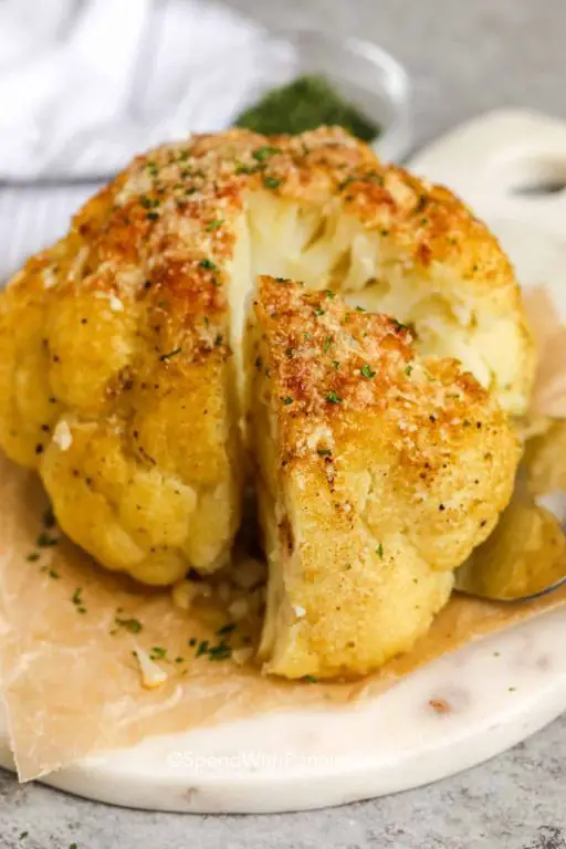 Roasted Garlic Parmesan Cauliflower Head