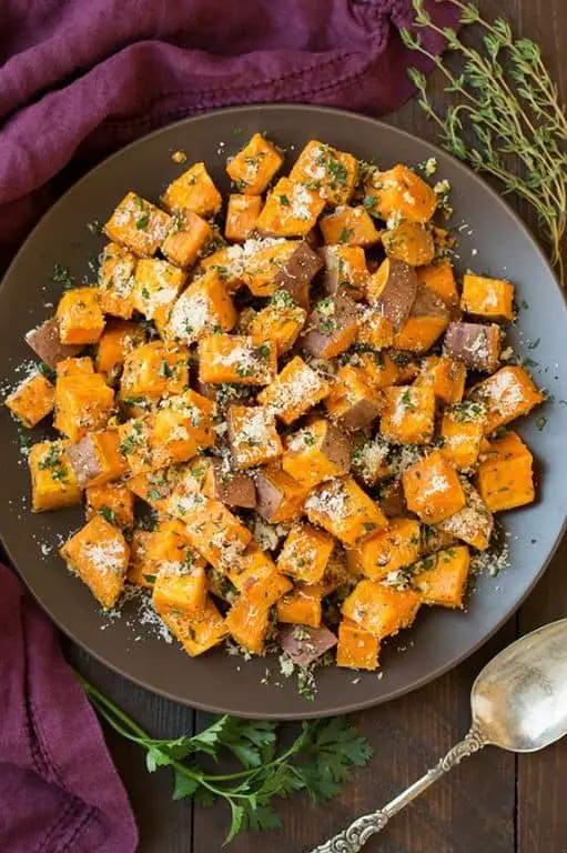 Roasted Garlic and Herb Sweet Potatoes