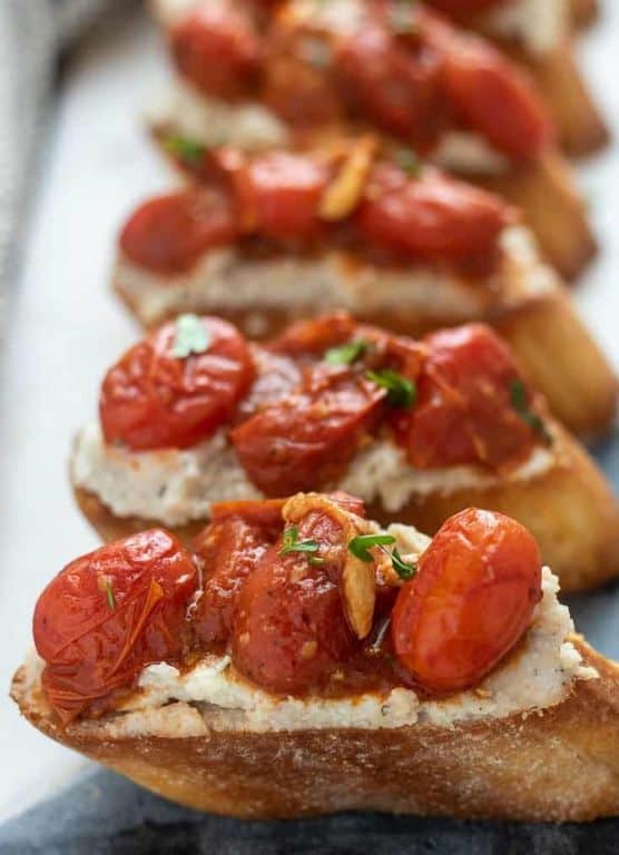 Roasted Garlic and Ricotta Bruschetta