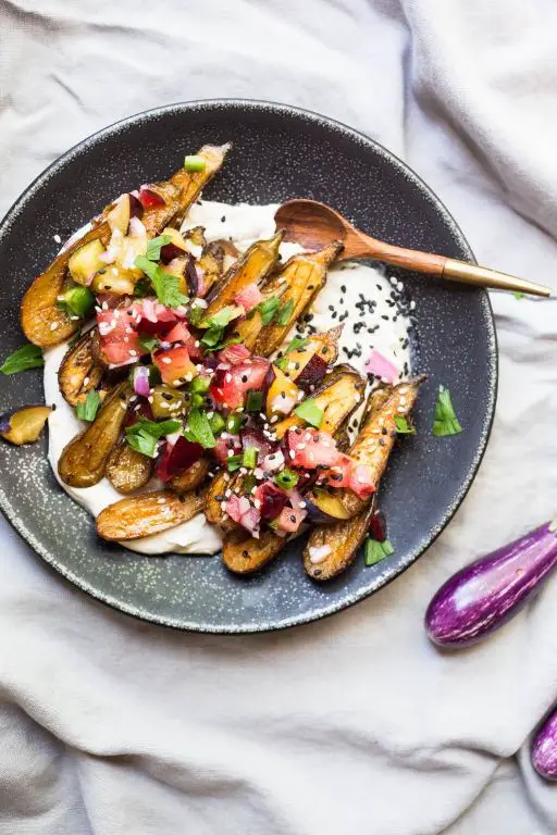 Roasted Mini Eggplant with Tahini Drizzle