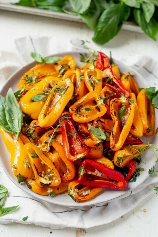 Roasted Mini Sweet Peppers with Garlic and Herbs