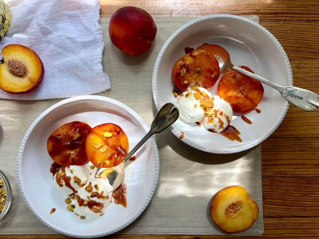 Roasted Peach and Vanilla Bean Ice Cream