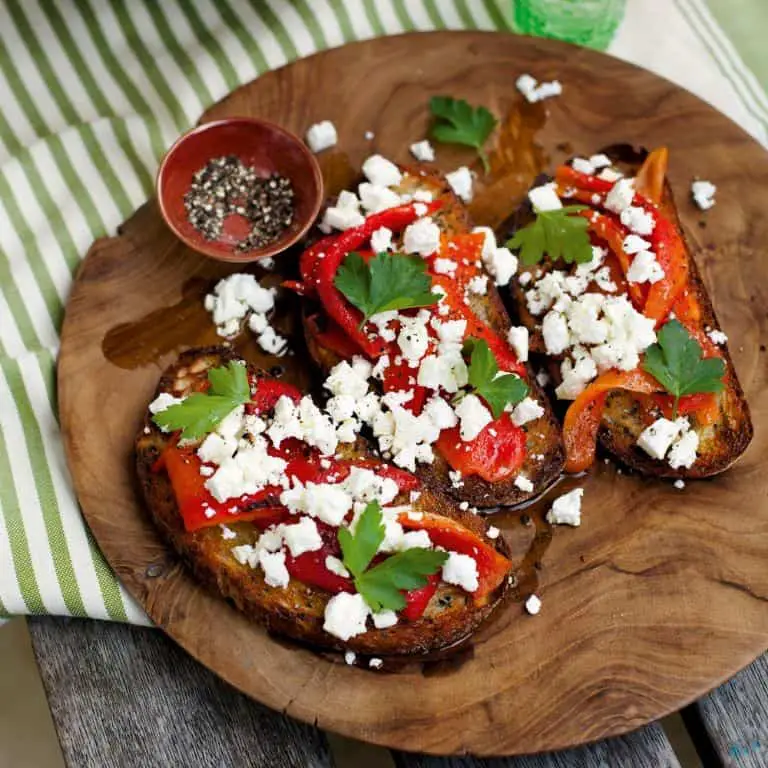 Roasted Red Pepper and Feta Bruschetta