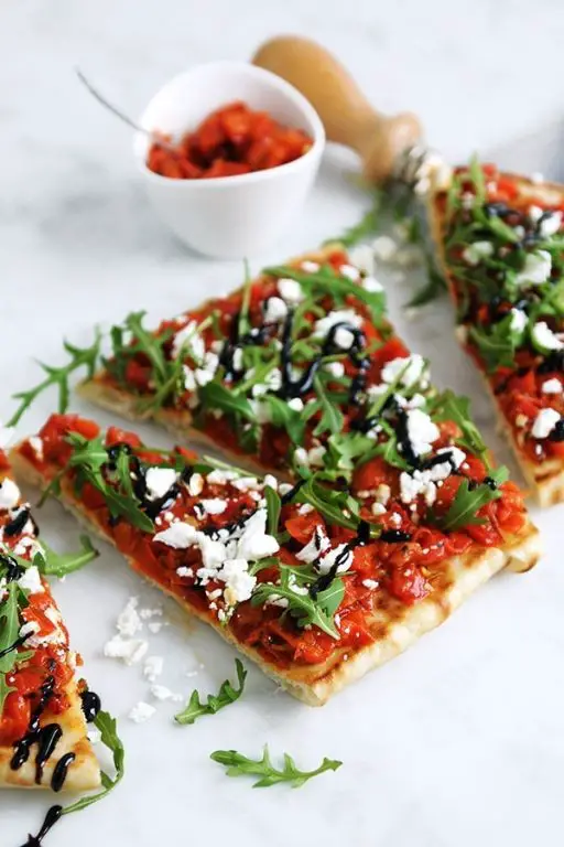 Roasted Red Pepper and Feta Flat Bread