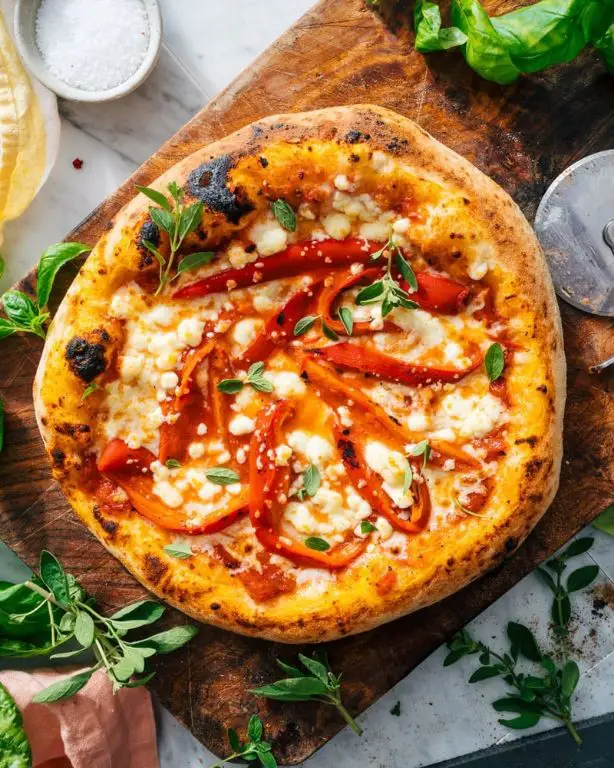 Roasted Red Pepper and Feta Pizza