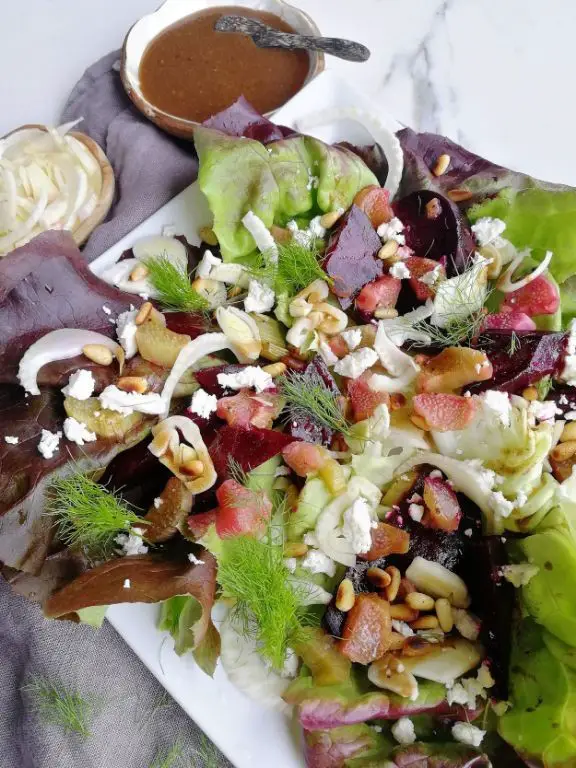 Roasted Rhubarb and Beet Salad