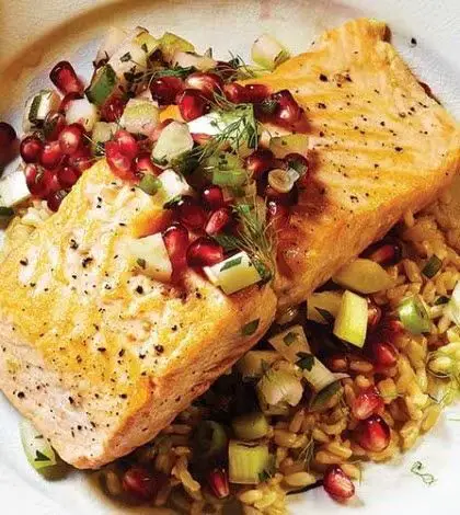 Roasted Salmon with Fennel Frond Salsa