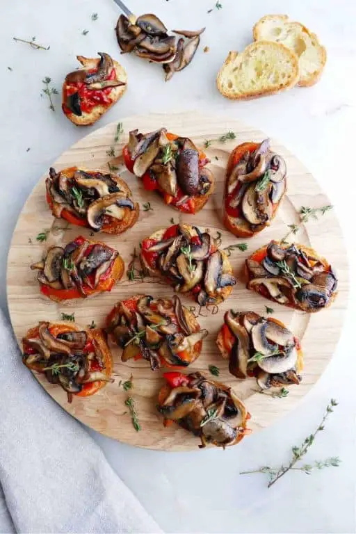 Roasted Shiitake Mushroom and Thyme Bruschetta