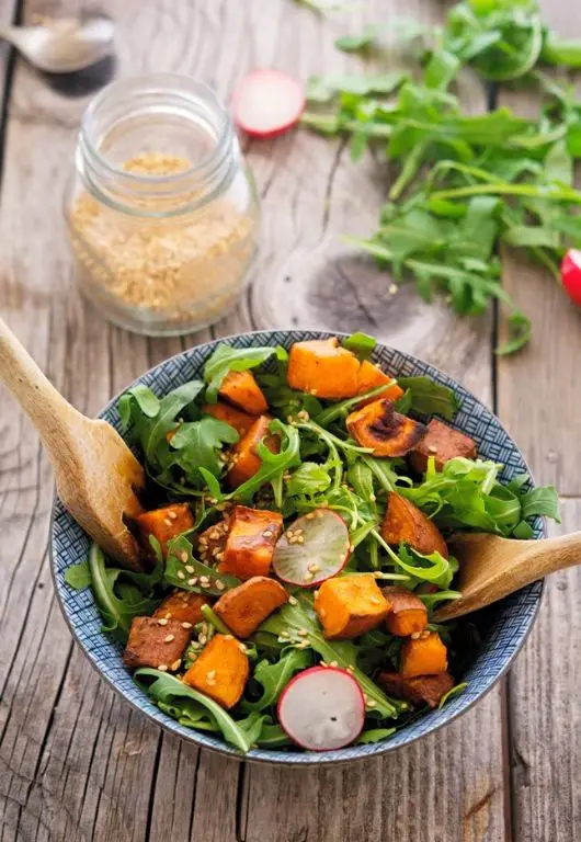 Roasted Sweet Potato Salad with Sesame Dressing