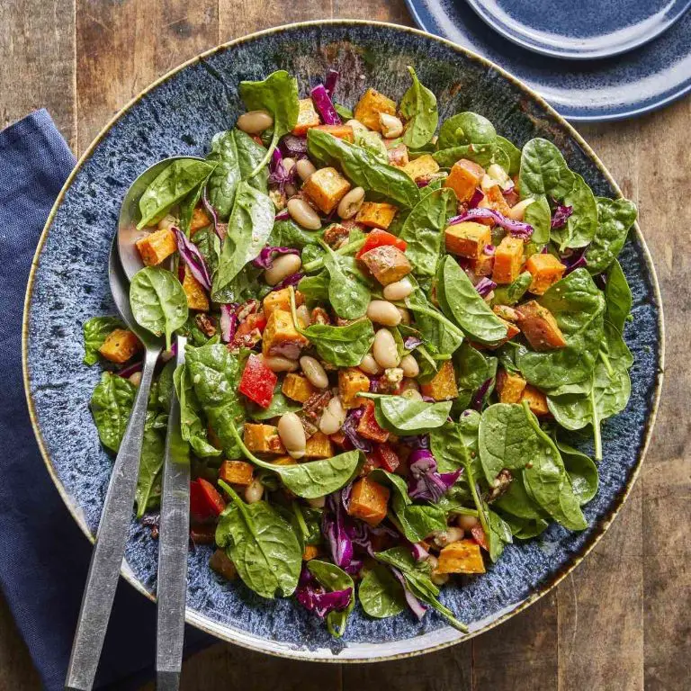 Roasted Sweet Potato and Spinach Salad