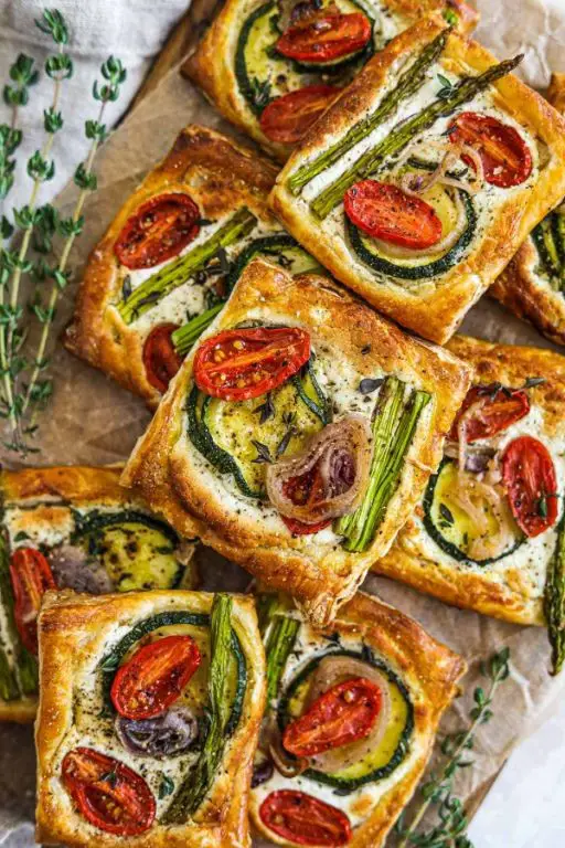 Roasted Vegetable and Goat Cheese Puff Pastry Shells