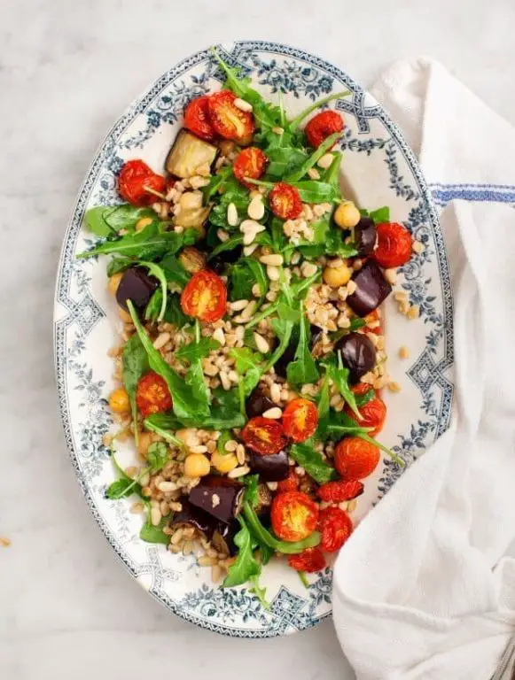 Roasted White Eggplant and Tomato Salad