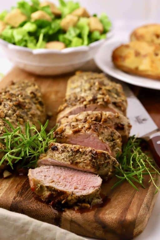 Rosemary and Thyme Crusted Bone-In Pork Loin