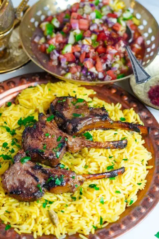 Saffron Rice with Lamb and Saffron Marinade