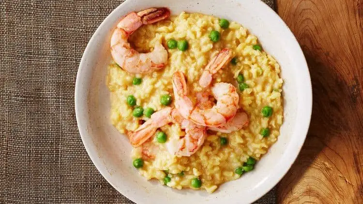 Saffron Risotto with Shrimp and Peas
