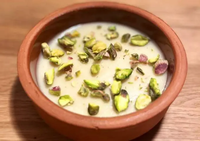 Saffron and Cardamom Infused Milk Pudding