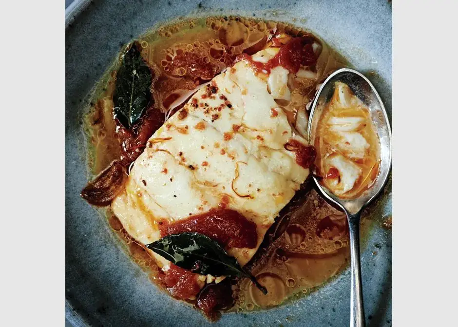 Saffron and Tomato Braised Cod