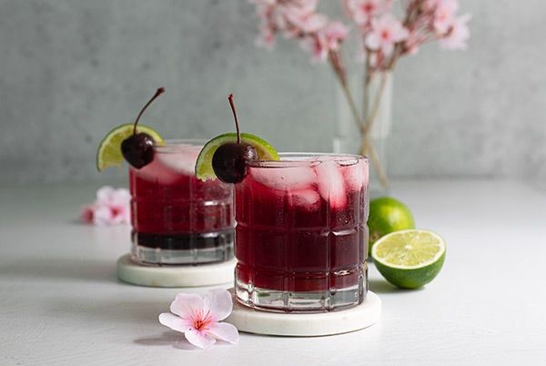 Sakura Blossom Cocktail with Gin and Tonic