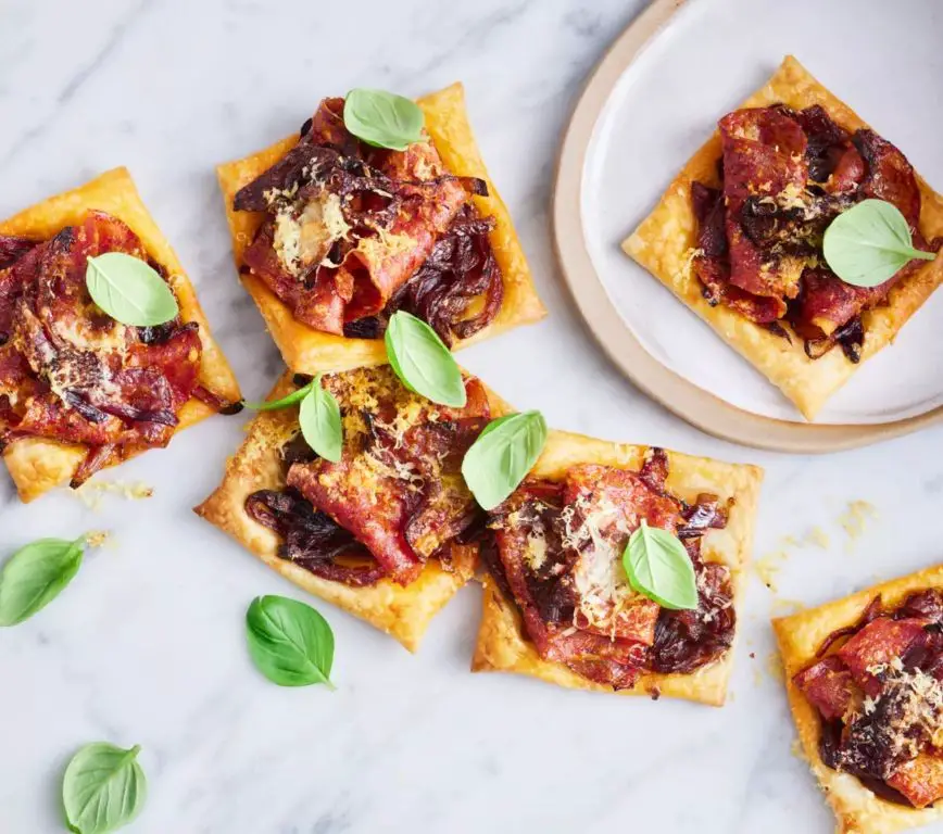 Salami and Caramelized Onion Tart