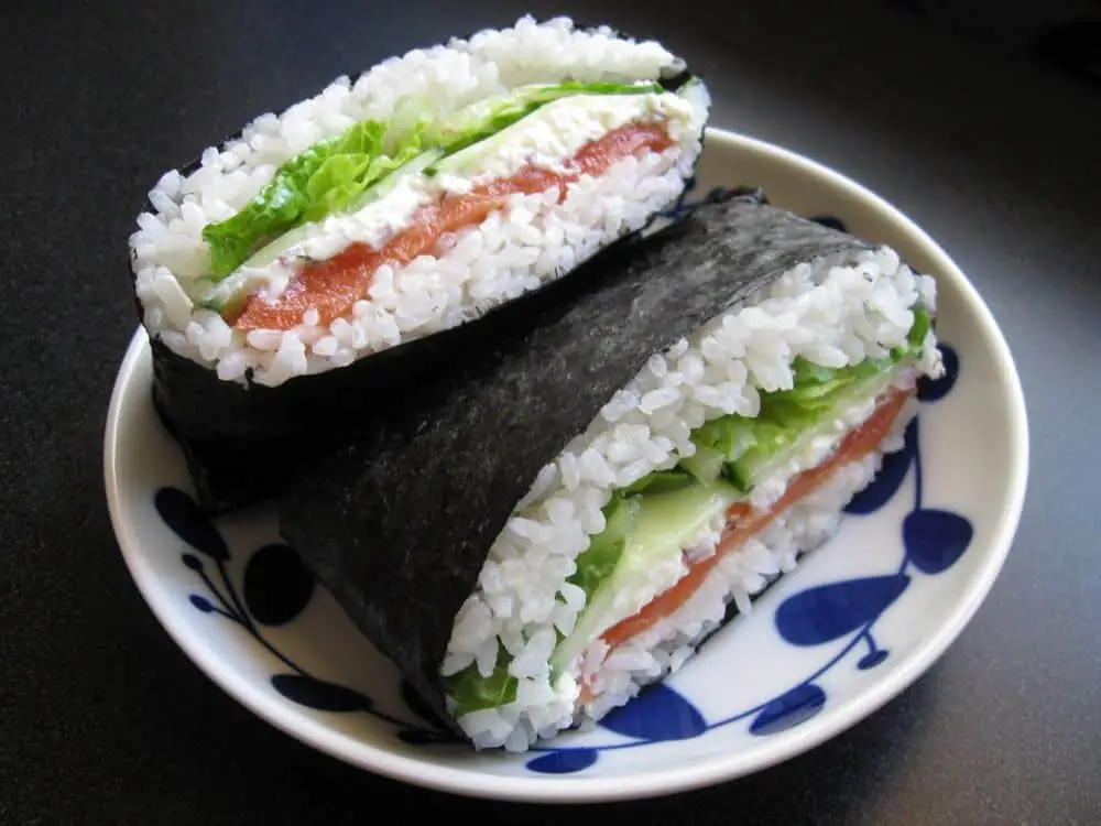 Salmon Musubi with Cream Cheese