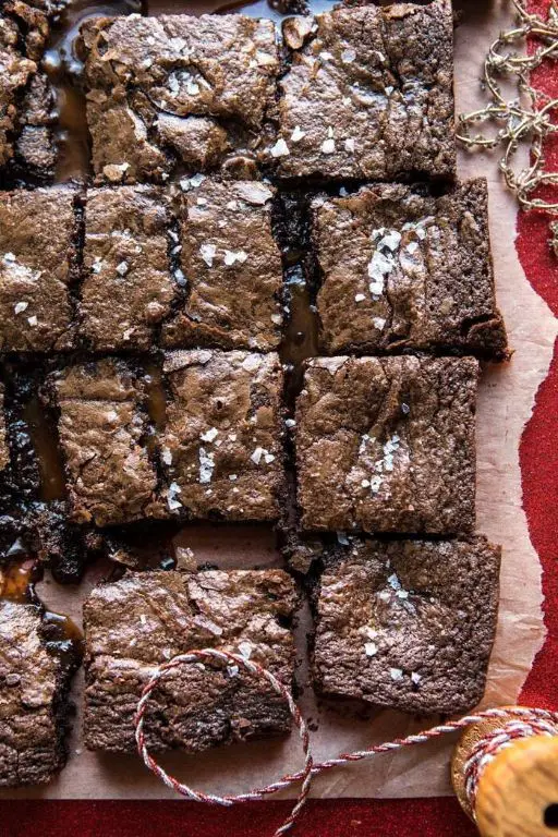 Salted Caramel Holiday Brownies