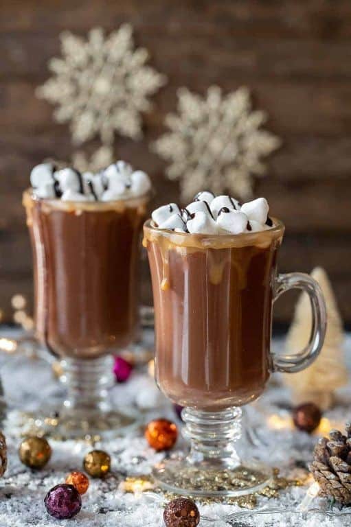 Salted Caramel Whiskey Hot Chocolate