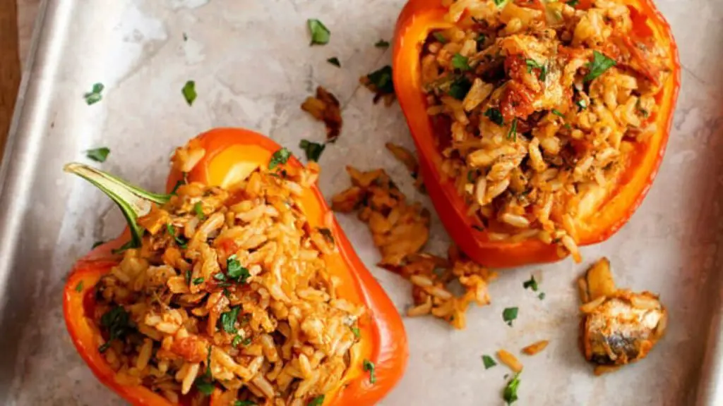 Sardine Stuffed Bell Peppers with Rice