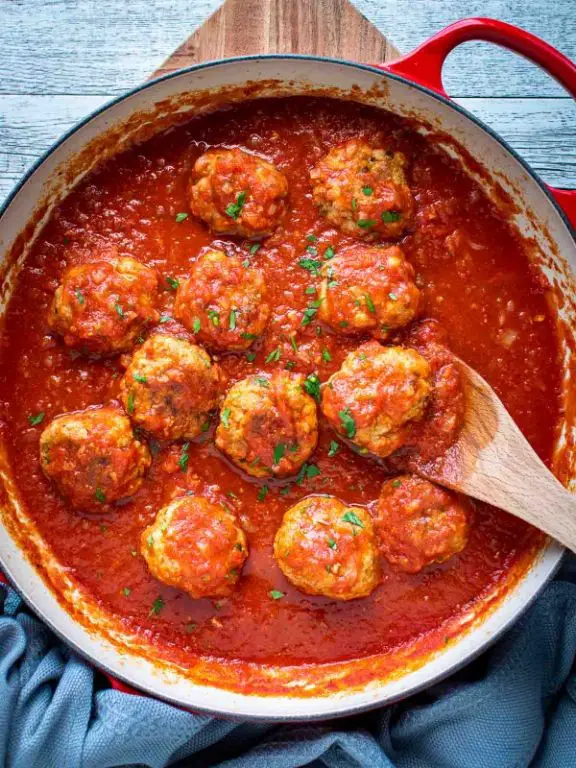 Sausage and Herb Meatballs with Marinara