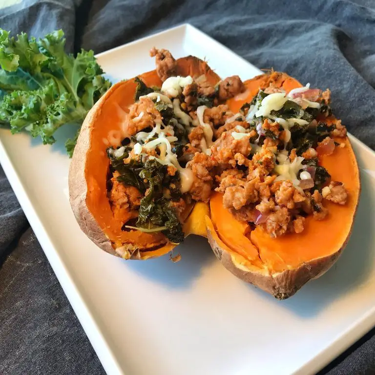 Sausage and Kale Stuffed Sweet Potatoes