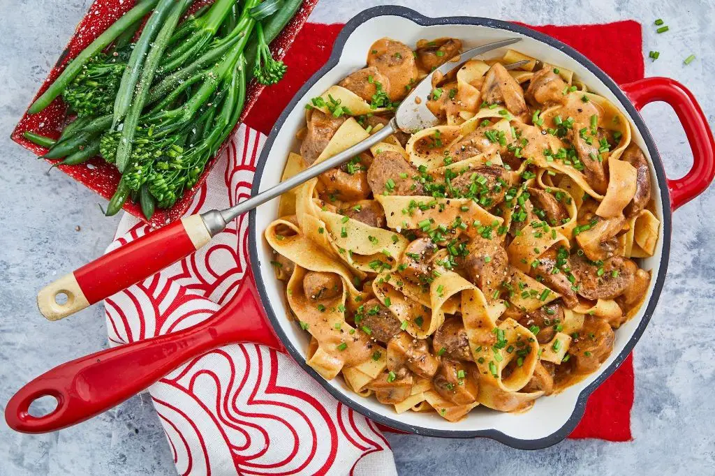 Sausage and Mushroom Stroganoff