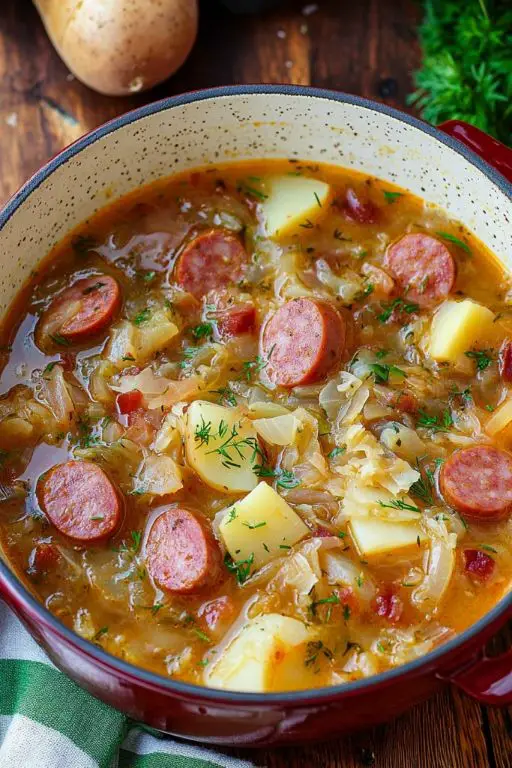 Sausage and Sauerkraut Soup with Potatoes