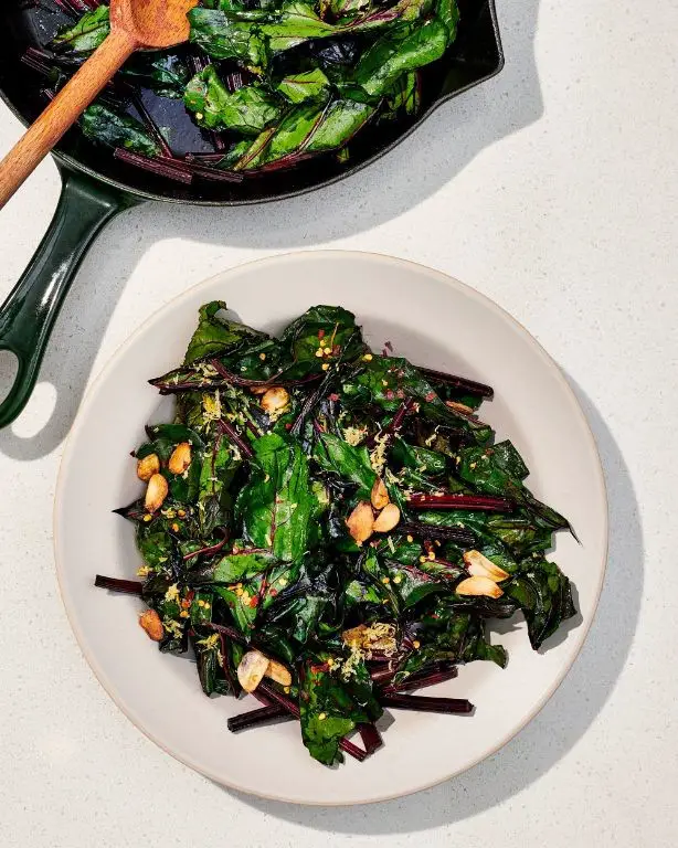 Sautéed Beet Stems with Garlic and Lemon