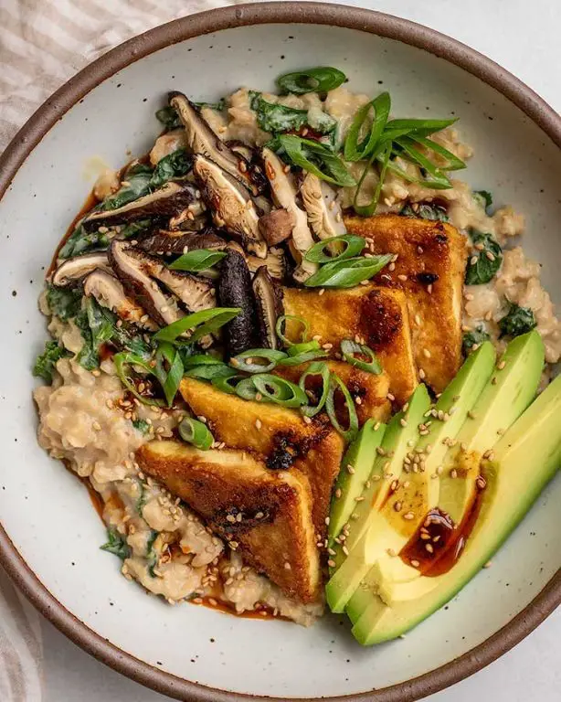 Savory Oatmeal with Crispy Tofu and Soy Glaze