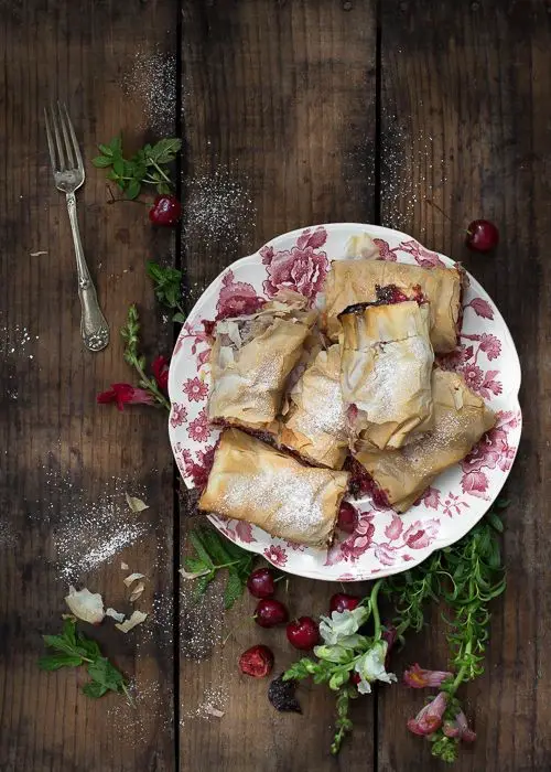 Savory Rhubarb and Feta Phyllo Pie