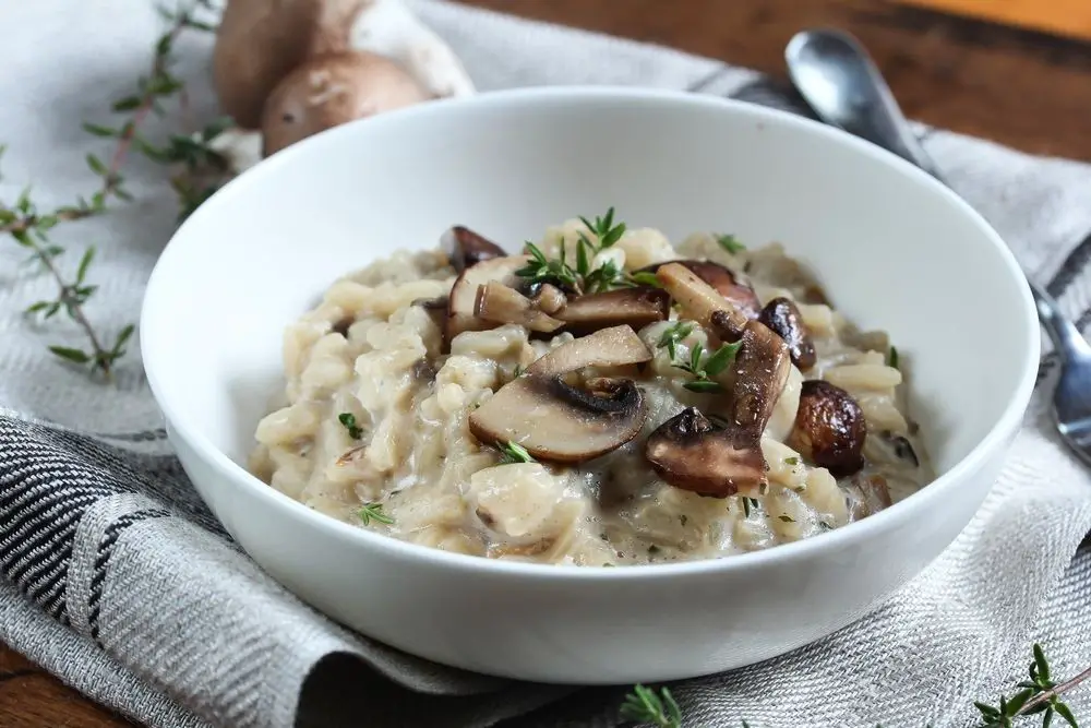 Savory Rhubarb and Mushroom Risotto