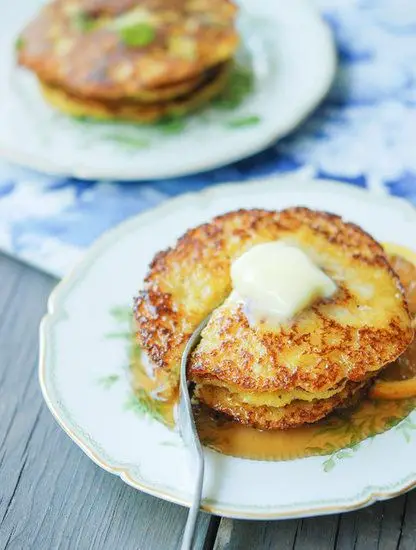 Savory White Corn Meal Pancakes