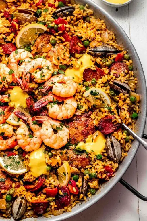 Seafood Paella with Saffron and Vegetables