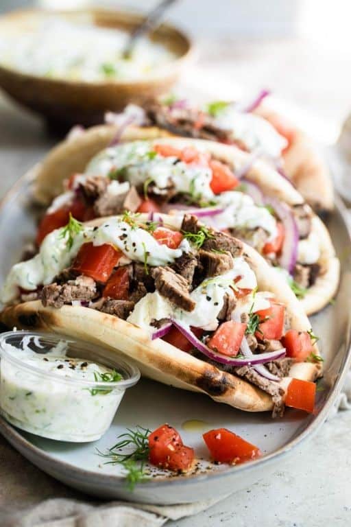 Shaved Beef Gyro Sandwich with Tzatziki