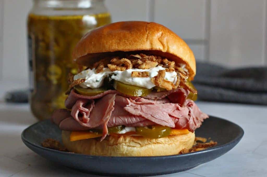 Shaved Beef and Pickled Jalapeño Sandwich