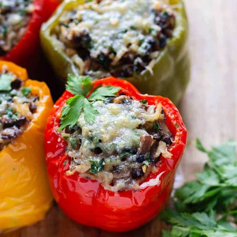 Shiitake Mushroom and Kale Stuffed Bell Peppers