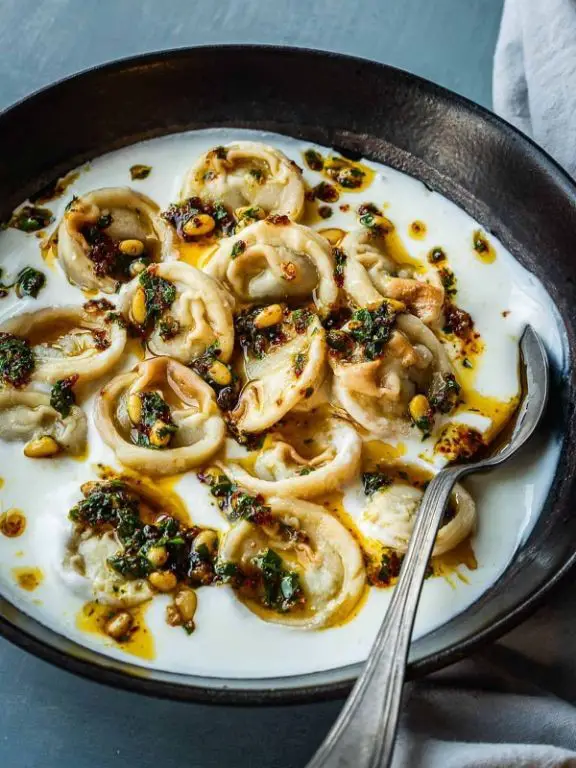 Shish Barak with Yogurt Sauce