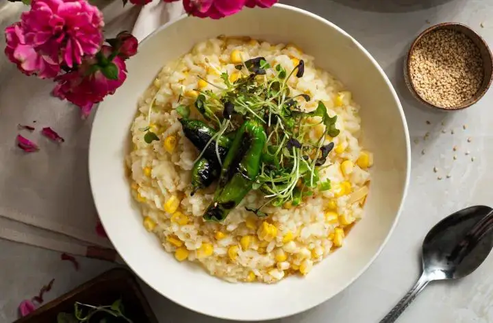 Shishito Pepper and Mushroom Risotto