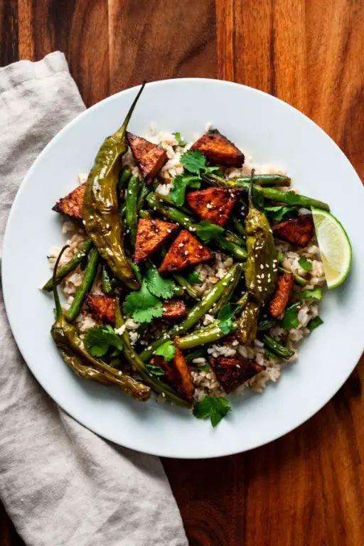 Shishito Pepper and Tofu Stir-Fry