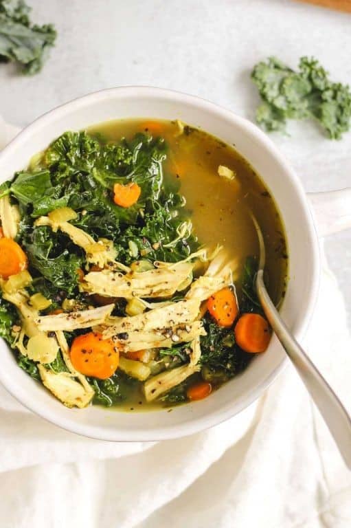 Shredded Chicken and Kale Soup