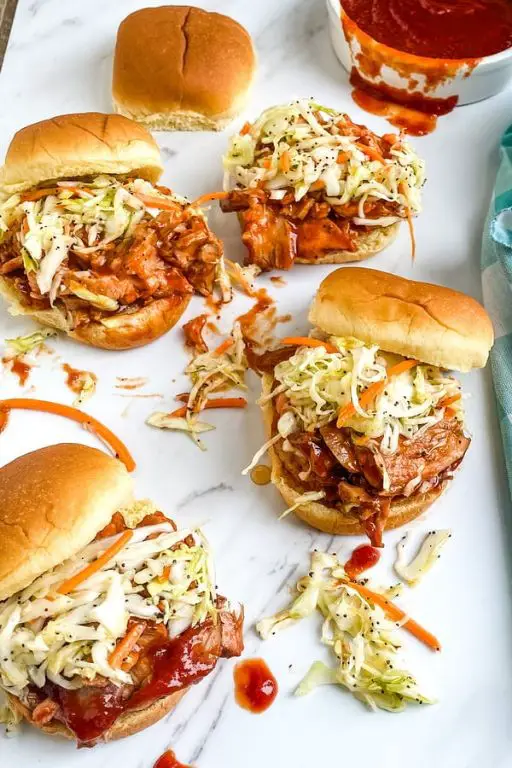 Shredded Pork BBQ Sliders with Coleslaw