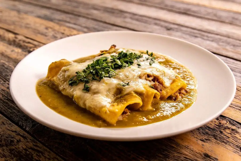 Shredded Pork Enchiladas with Green Sauce